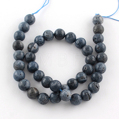 Round Synthetic Coral Gemstone Beads Strands G-R270-60-1