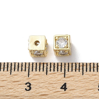 Brass Micro Pave Clear Cubic Zirconia Beads KK-Z049-03G-1