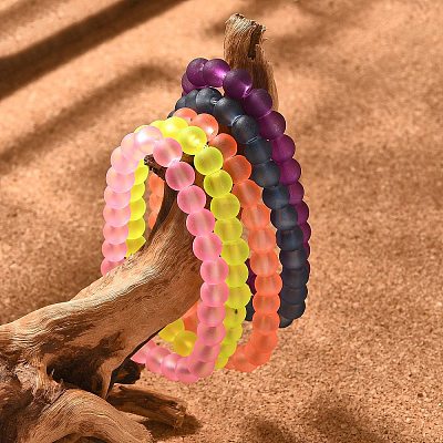 Stretchy Frosted Glass Beads Kids Bracelets for Children's Day BJEW-JB01768-1