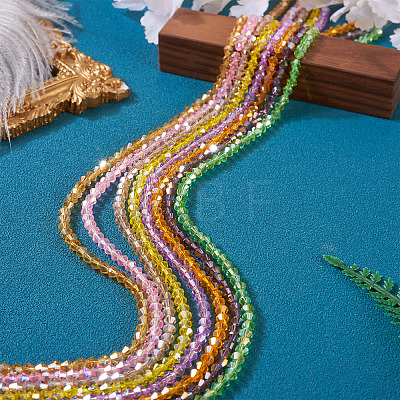 16 Strand 16 Color Transparent Electroplate Glass Beads Strands EGLA-TA0001-23-1