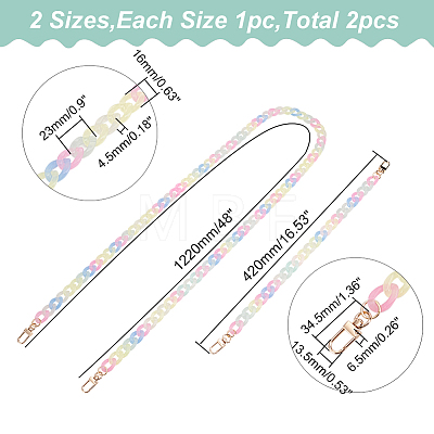 WADORN 2Pcs 2 Style Transparent Jelly Style Acrylic Curb Chain Bag Straps DIY-WR0002-48-1