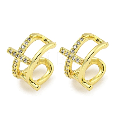 Brass Micro Pave Cubic Zirconia Cuff Earrings EJEW-C104-003G-1