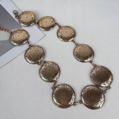 Boho Vintage Alloy Floral Embossed Coin Link Waist Chains for Women WGD4B54-02-1