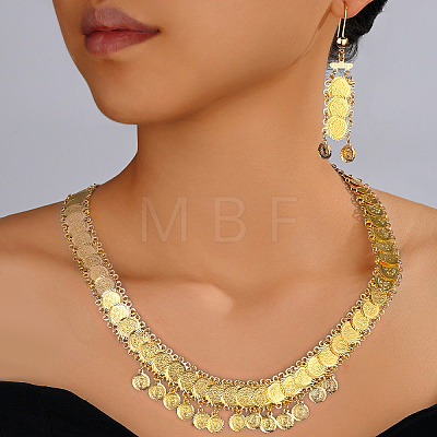 Gold Plated Fashionable Brass Necklace & Dangle Earrings Set for Women EW2048-1