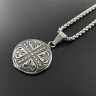 Punk Style 304 Stainless Steel Heart Cross Pendant Necklaces Vintage Trendy Men 304 Stainless Steel Jewelry TC5378-1