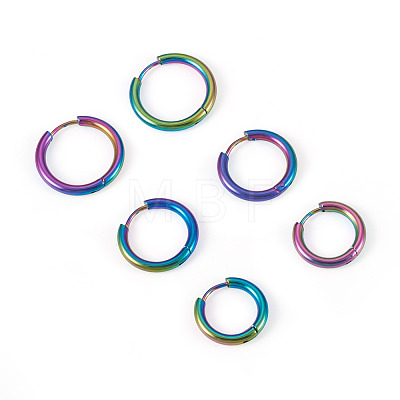 6Pcs 3 Styles 202 Stainless Steel Huggie Hoop Earrings EJEW-TAD0001-01-1