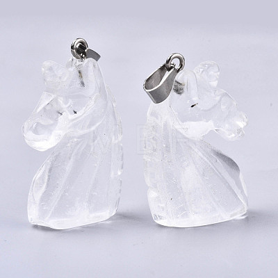 Carved Natural Quartz Crystal Pendants G-N0327-002M-1