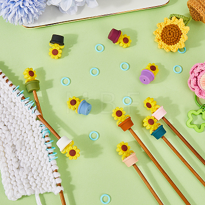 SUNNYCLUE Sunflower Silicone Knitting Needle Point Protectors DIY-SC0024-02-1