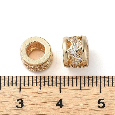 Rack Plating Brass with Cubic Zirconia European Beads KK-M269-13G-1