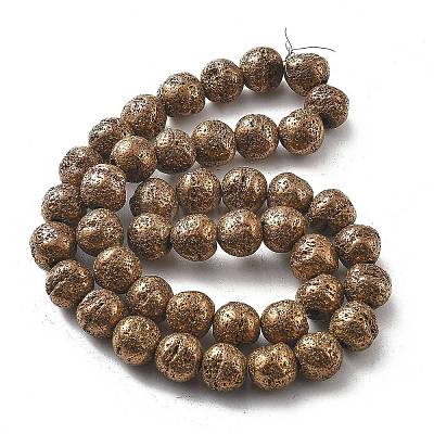 Electroplated Natural Lava Rock Beads Strands G-A251-D01-01G-1