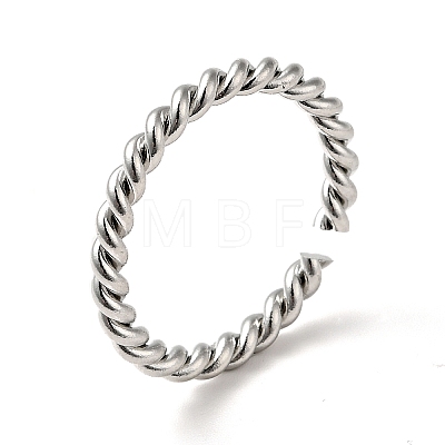 201 Stainless Steel Twist Rope Shape Open Cuff Ring for Women RJEW-G266-40P-1