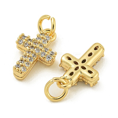 Rack Plating Brass Micro Pave Clear Cubic Zirconia Charms KK-Z067-23G-09-1