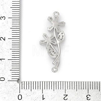 Brass Clear Cubic Zirconia Connector Charms KK-Z094-06P-03-1