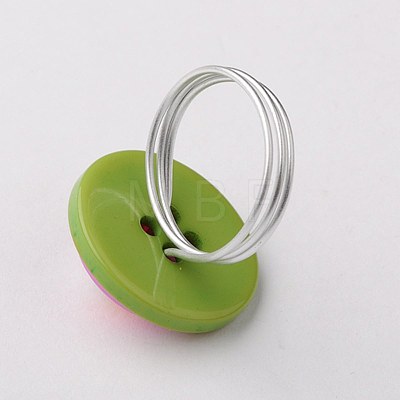 Acrylic Flat Round Button Rings RJEW-JR00068-1