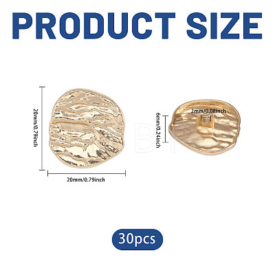 30Pcs 1-Hole Alloy Shank Buttons FIND-CA0011-66A-1
