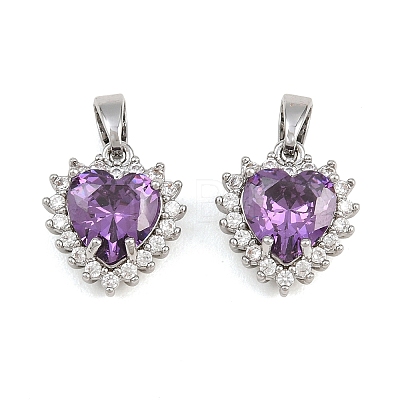Brass Micro Pave Cubic Zirconia Charms CU-CBAA6E8-07P-03-1