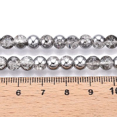 Electroplated Crackle Glass Beads Strands X-EGLA-N014-6mm-03-1