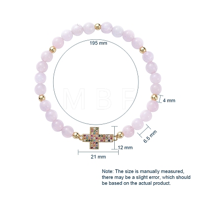 Round Natural Rose Quartz Stretch Beaded Bracelets BJEW-JB05135-04-1