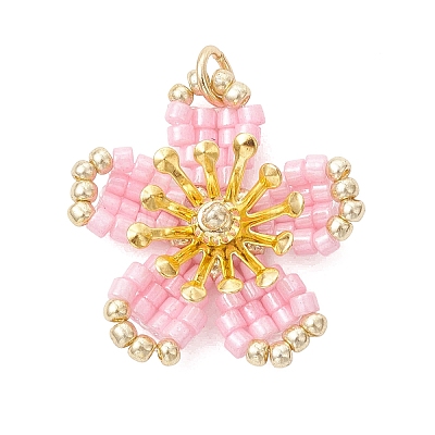 Glass Seed Beaded Pendants PALLOY-MZ01284-03-1