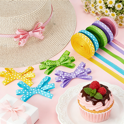 5 Colors Polka Dot Polyester Ribbon OCOR-GA0002-97-1