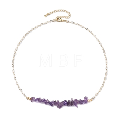 Natural Amethyst Chip Bib Necklaces NJEW-JN04950-05-1