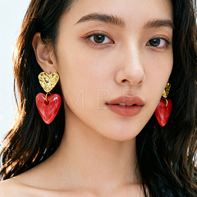 304 Stainless Steel & Acrylic Dangle Stud Earrings for Women WG34565-03-1