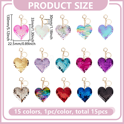 15Pcs 15 Colors Alloy Keychains KEYC-GO0001-21-1