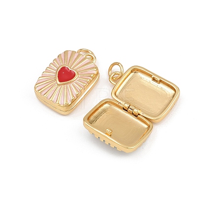 Brass Enamel Locket Pendants KK-P335-04G-1