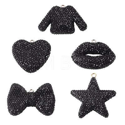 5Pcs 5 Styles Handmade Polymer Clay Pendants RB-BT0001-05D-1