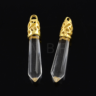 Glass Big Pointed Pendants with Alloy Findings G-R278-02G-1