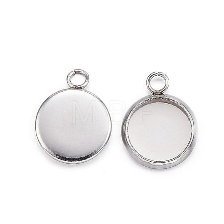 Tarnish Resistant 304 Stainless Steel Pendant Cabochon Settings STAS-G127-13-8mm-P-1