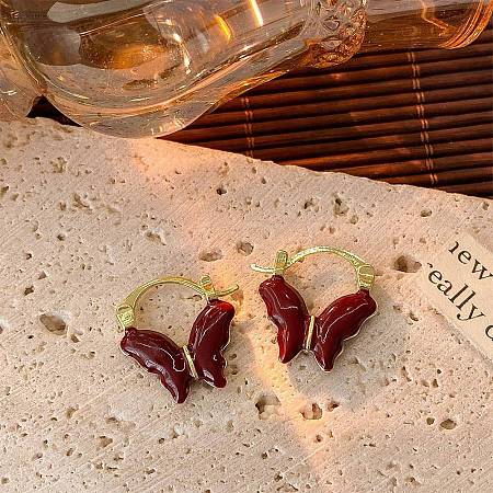 Alloy Enamel Hoop Earrings EJEW-G466-06G-1