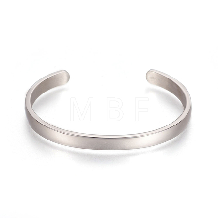 Tarnish Resistant 304 Stainless Steel Cuff Bangles STAS-I110-10-6mm-P-1