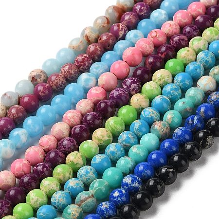 Synthetic Imperial Jasper Dyed Beads Strands G-D077-A01-01-1