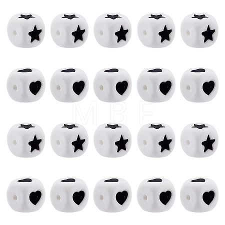 30Pcs 2 Style Cube Food Grade Eco-Friendly Silicone Beads SIL-DC0001-20-1