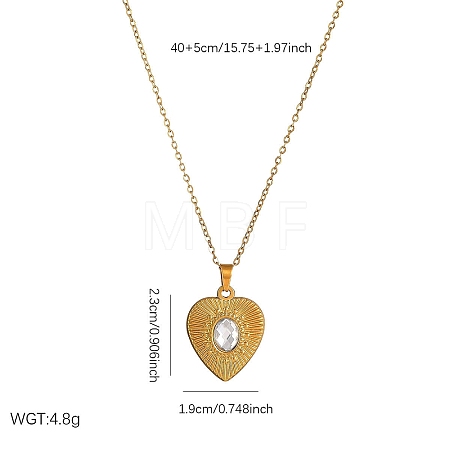 304 Stainless Steel Crystal Rhinestone Textured Geometric Pendant Necklaces for Women WG1D719-05-1