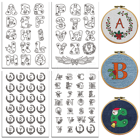 4 Sheets 11.6x8.2 Inch Stick and Stitch Embroidery Patterns DIY-WH0455-227-1