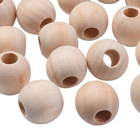 Natural Unfinished Wood Beads WOOD-25-LF-1