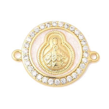 Brass Micro Pave Clear Cubic Zirconia with Enamel Religion Connector Charms KK-A296-14G-01-1
