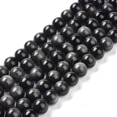 Natural Silver Obsidian Beads Strands X-G-D083-01A-1