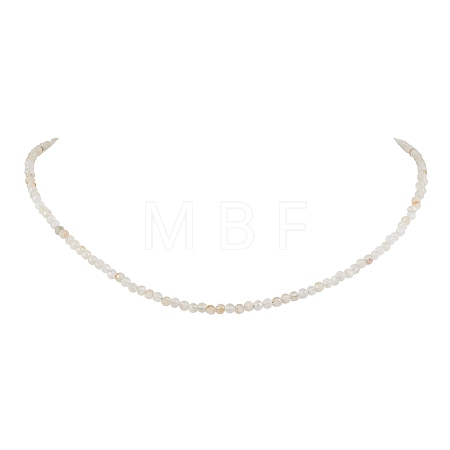 3mm Faceted Round Natural Citrine Beaded Necklaces for Women NJEW-JN05079-01-1