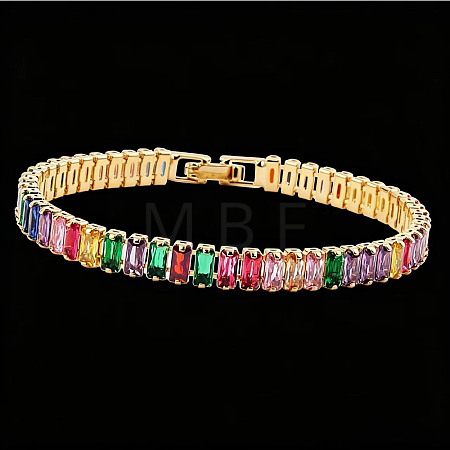 Brass Pave Cubic Zirconia Rectangle Tennis Bracelets for Women UU2091-2-1