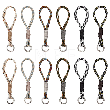 12Pcs 6 Styles Polyester & Spandex Parachute Cord Pendant Decorations HJEW-FG00041-1