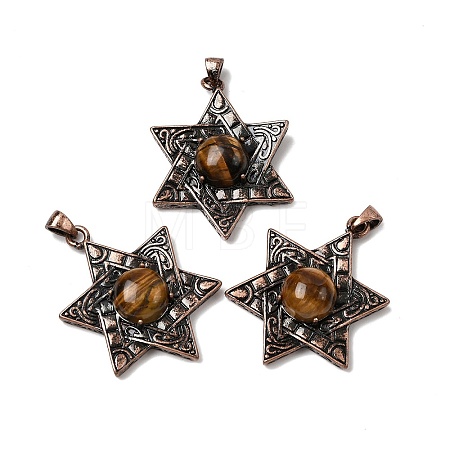 Natural Tiger Eye Pendants G-A297-06R-21-1
