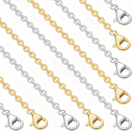 10Pcs 2 Colors 1.4MM Brass Cross/Rolo Chain Necklaces MAK-BBC0001-31-1