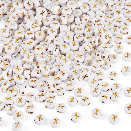 500Pcs Plating Acrylic Beads PACR-TADJ0001-01X-1