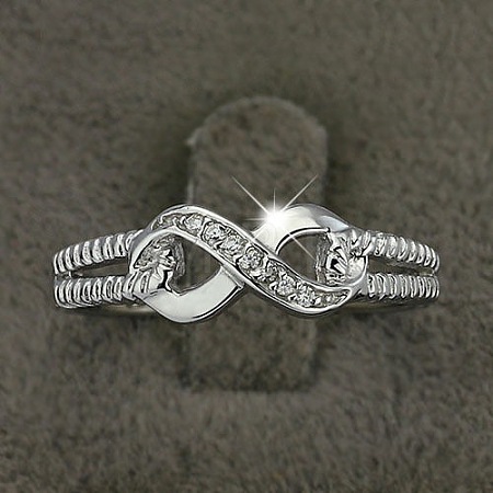 Brass & Clear Cubic Zirconia Finger Rings for Women FS-WGA713C-06-1