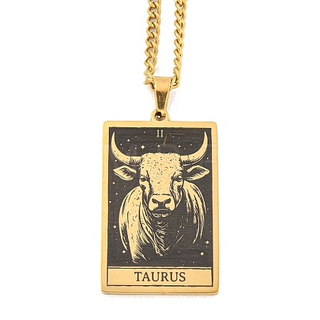 304 Stainless Steel Tarot Pendant Necklaces NJEW-A026-01G-02-1