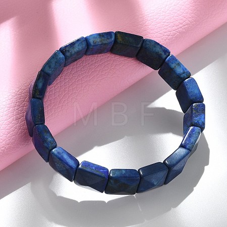 Square Dyed Natural Lapis Lazuli Beads Stretch Bracelets for Women Men BJEW-C097-06M-1