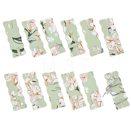 12Pcs Flower Printed Polyester Necklace Anti-Winding Display Cards CDIS-OC0001-14A-1